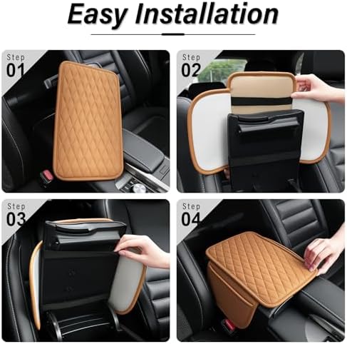 Amiss Car Center Console Cover, Upgraded Leather Car Armrest Cushion - Image 4