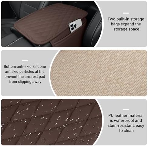 Amiss Car Center Console, Upgraded Leather Car Armrest Cushion, Fits Most - Image 3