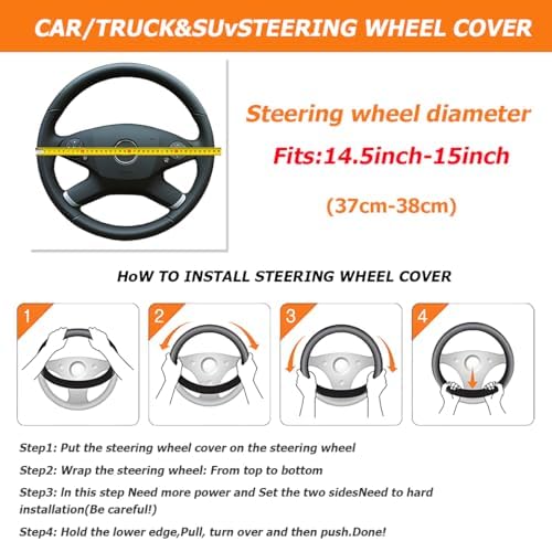 Osilly 15 Inch Artificial Leather Steering Wheel Cover - Image 2