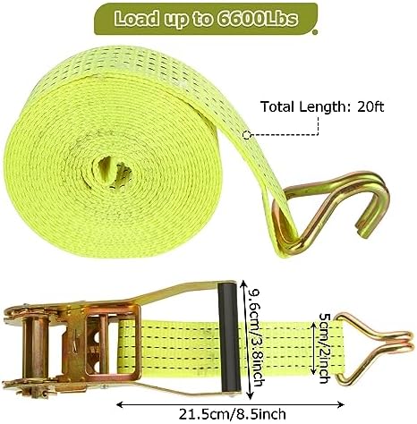 4 Pack 2 Inch Ratchet Straps Heavy Duty 20ft Tie Down Straps Ratchet - Image 2