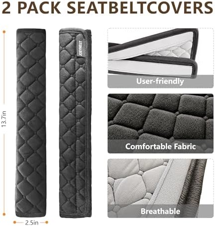 Soft Auto Seat Belt Pads Extra Long 13.7in, Seatbelt Shoulder Cover, 2 Piece Set - Image 3