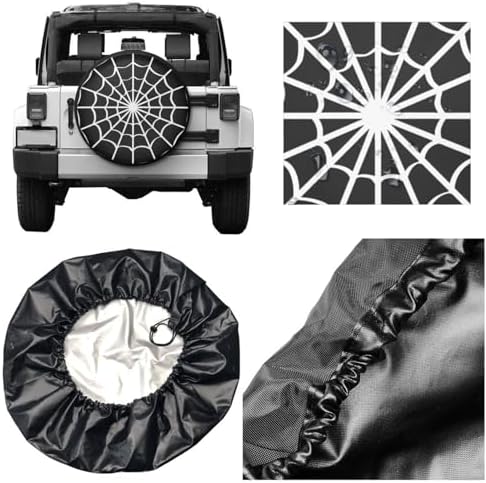 Spider Web Black Spare Tire Cover Waterproof Dust-Proof Tire Wheel Covers - Image 5