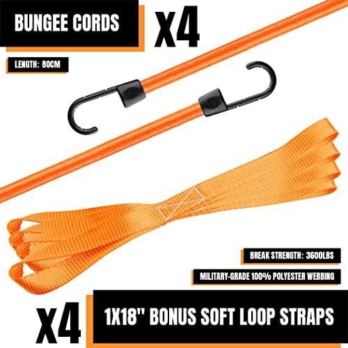 CARTMAN 4-Pack 1" x 15 ft Ratchet Tie-Down Straps - Image 3
