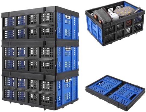 55L Collapsible Plastic Storage Crate, Stackable - Image 6