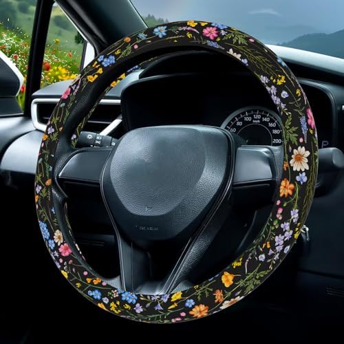 Wildflower Car Steering Wheel Cover, Cute Steering Wheel Cover Protector by Unknown