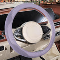 Nappa Leather Ice Silk Fabric Purple Steering Wheel Cover by Binsheo