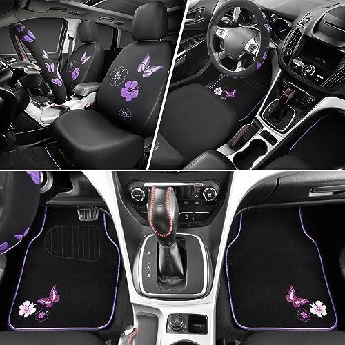 CAR PASS Universal Butterfly Car Seat Covers Front Set, Embroidered Flower - Image 4