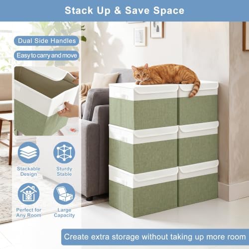 Large 17" 42 Quarts Collapsible Stackable Storage Bins - Image 5