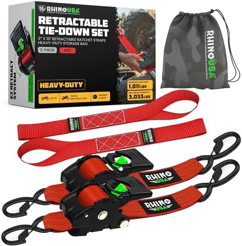 Rhino USA Retractable Ratchet Straps - 2in x 10ft by RhinoUSAInc