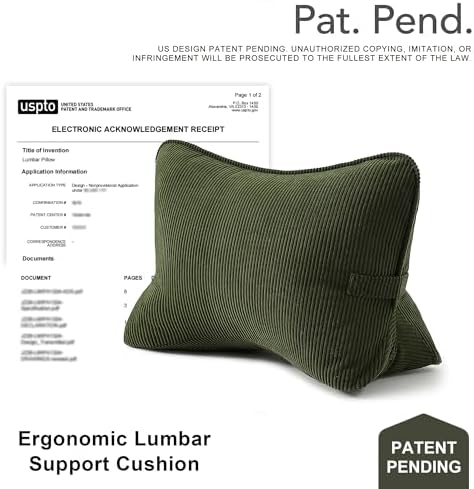 Pat. Pend. Corduroy Ergonomic Lumbar Support Pillow - Image 2