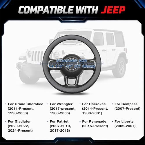 Steering Wheel Cover for Jeep Grand Cherokee Wrangler Compass - Image 2