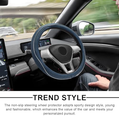 Car Steering Wheel Cover, 15 Inch Anti-Slip Breathable Leather Auto Steering - Image 5