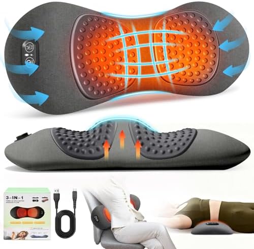 FunBy Lumbar Support Pillow, Triple Fusion Back Massager by FunBy