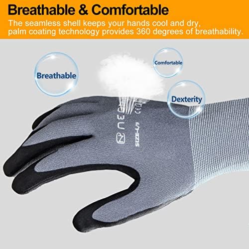 NEOTRIL Safety Work Gloves MicroFoam Nitrile Coated-3/6/12/36 Pairs, Breathable - Image 3