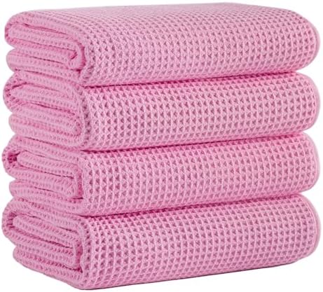 Microfiber Waffle Bath Towels, 4 Pieces, Fast Drying, Lint Free 430 GSM by Unknown
