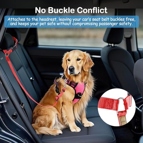 3 Pack Dog Seat Belt for Car, Car Headrest Restraint Adjustable Nylon Fabric - Image 6