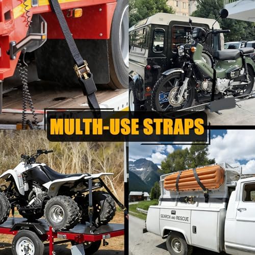 4-Pack 15ft Ratchet Straps, 1800lb Break Strength Retractable Tie-Downs - Image 7