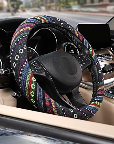SEG Direct Boho Steering Wheel Cover, Baja Blanket Cloth, Coarse Flax - Image 5