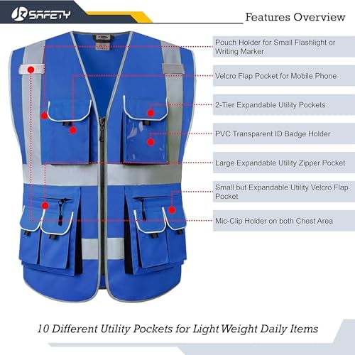 JKSafety Hi Vis Safety Vest for Men Women - Image 3