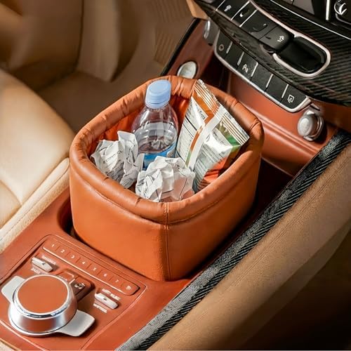 Leather Car Trash Can, Luxury Leakproof Car Organizer - Image 3