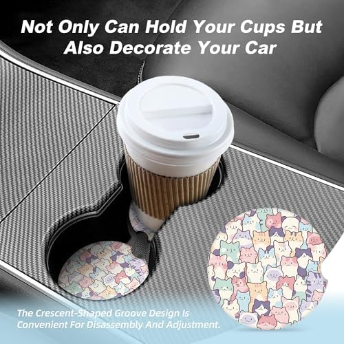 Cute Colorful Cats Car Coasters - Image 7