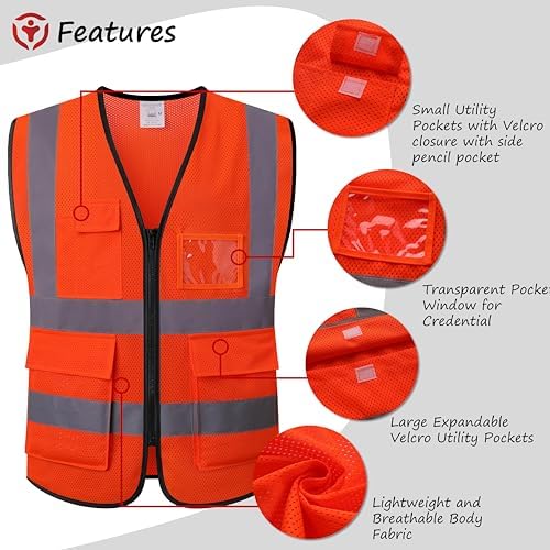 Reflective Safety Vest for Men Women Construction Vest ANSI Standard AP1 - Image 3