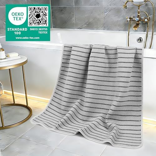 POLYTE 430 GSM Poly Blend Microfiber Quick Dry Waffle Bath Towel, 30x60 in - Image 5