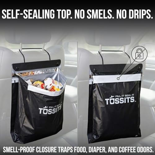 Tossits Recycled Disposable Car Trash Bags – Leakproof, Smell Proof Hanging - Image 4