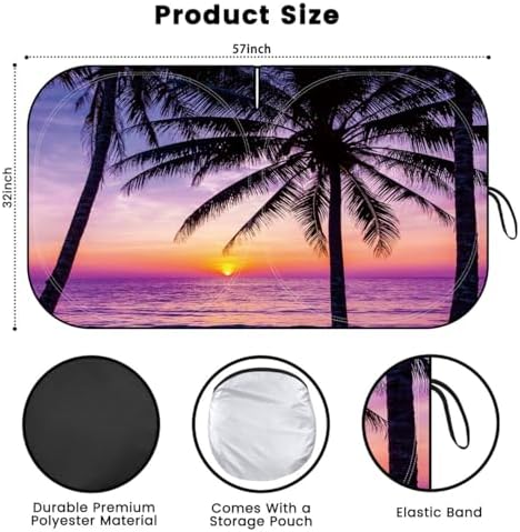 Windshield Sun Shade, Reflective Car Sunshade Blocks Heat, 57 x 31.5 in - Image 2