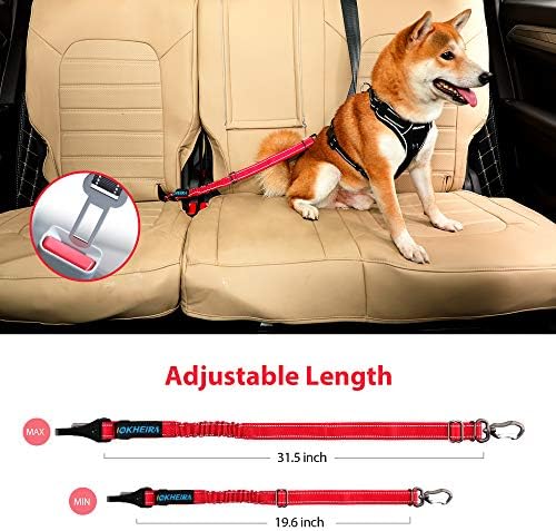 IOKHEIRA Dog Seatbelt, Updated Dog Seat Belt, Reflective Bungee Dog Car Harness - Image 6