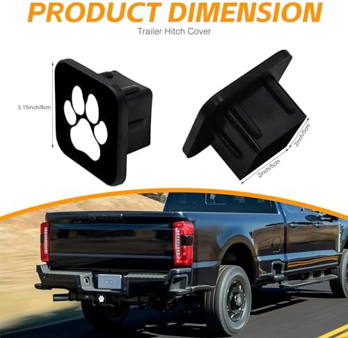 Trailer Hitch Cover, Lovely White Dog Paw on Black Hitch Cover Rubber Towing - Image 2