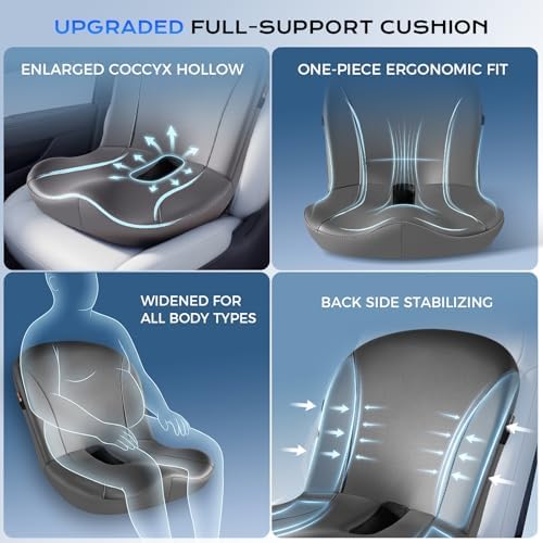 Coverado Car Seat Cushion and Lumbar Support Pillow One Piece, Napa Leather - Image 3