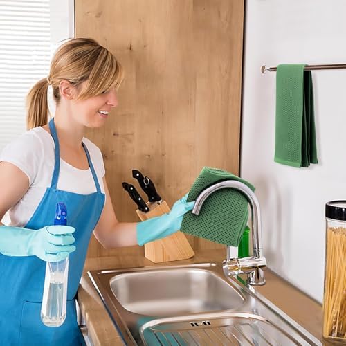 Kitinjoy 100% Cotton Waffle 12-Pack Kitchen Towels, Grass Green - Image 5