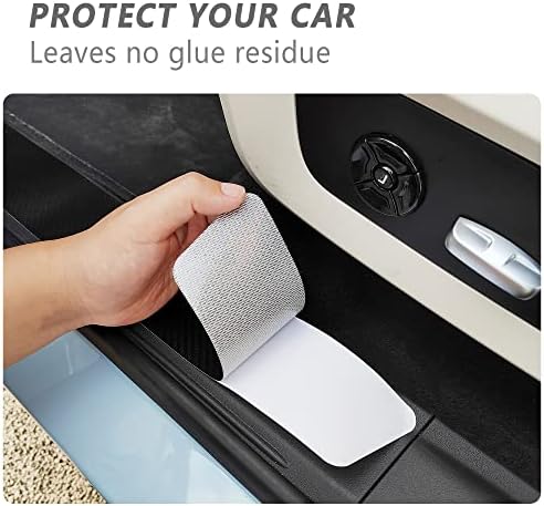 5Pcs Car Door Sill Protector, Carbon Fiber Threshold Anti-Scratch Sticker Door - Image 3