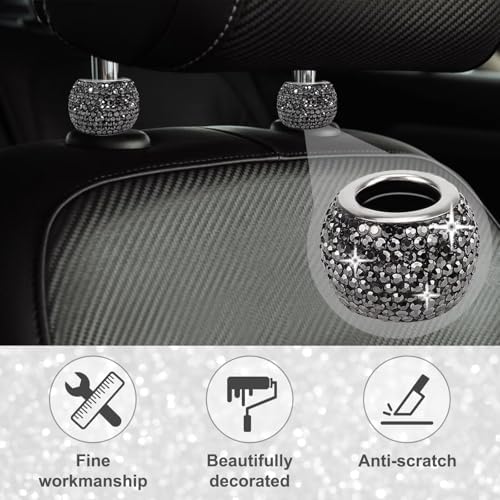 BFXM 4 Pcs Car Headrest Collars, Bling Head Rest Collars Rings Decoration - Image 3