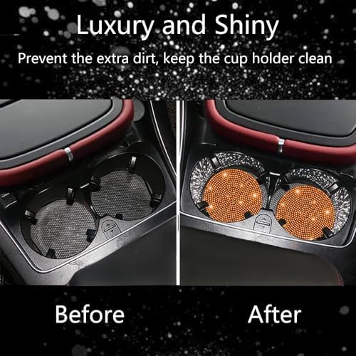 NBTEPEM 2pcs Bling Car Cup Holder Coaster, 2.75 inch Anti-Slip Shockproof - Image 6