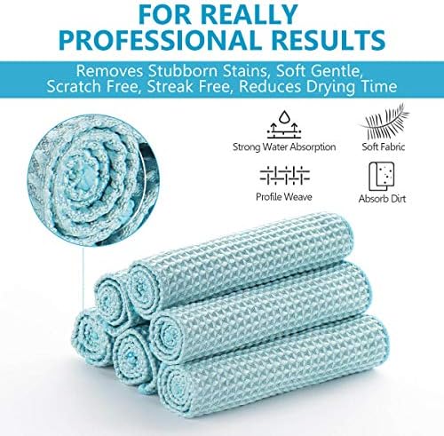 8 Pack Waffle Weave Microfiber Towels, Premium 3D Mesh Waffle Weave Quick - Image 3