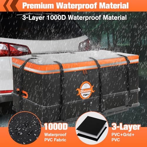 Sailnovo 20 Cu Ft Hitch Cargo Carrier Soft Shell Bag, Waterproof PVC - Image 4