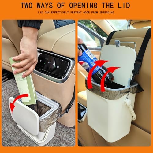 Leakproof Car Trash Can with Lid, Hanging Garbage Bin - Image 2