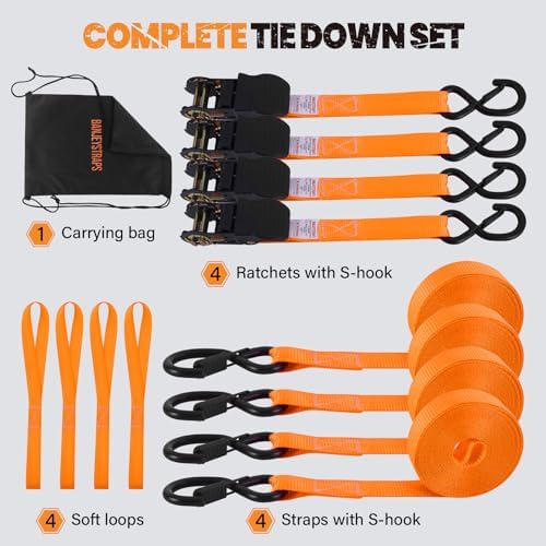 1" x20FT Extra Long Ratchet Straps - Image 5