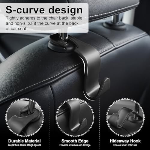 LivTee Car Seat Headrest Hook, Auto Seat Hook Hangers Storage Organizer - Image 2