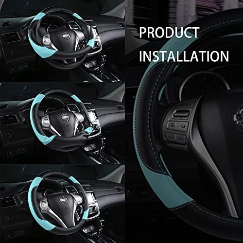 Leather Car Steering Wheel Cover, Universal Fit - Image 6
