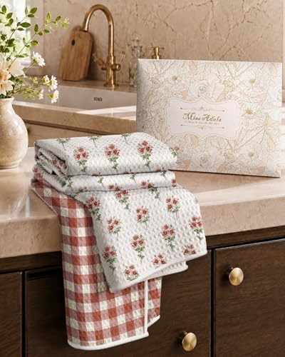 Miss Adola 2pcs Double-Sided Microfiber Kitchen Towels, Rustic Bloom - Image 6