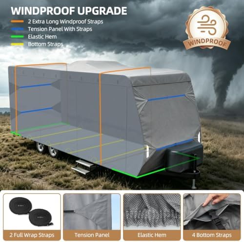 Leader Accessories Windproof 14-16 ft Travel Trailer RV Cover Extra Thick - Image 3