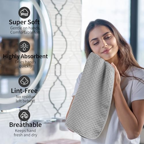 Microfiber Waffle Hand Towels, 2 Pieces, Fast Drying, Lint Free 430 GSM - Image 4