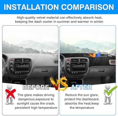 Autorder Dashboard Cover Mat for Honda Civic 1996-2000 Accessories Dash Cover - Image 3