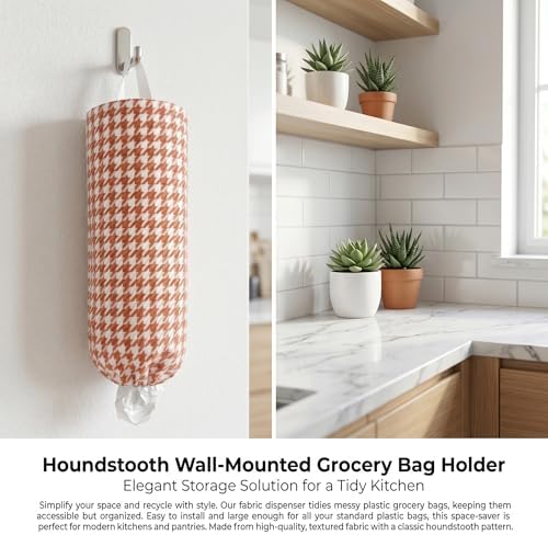 Plastic Bag Holder, Wall Mount Grocery Bag Dispenser, Yarn-dyed Houndstooth - Image 5