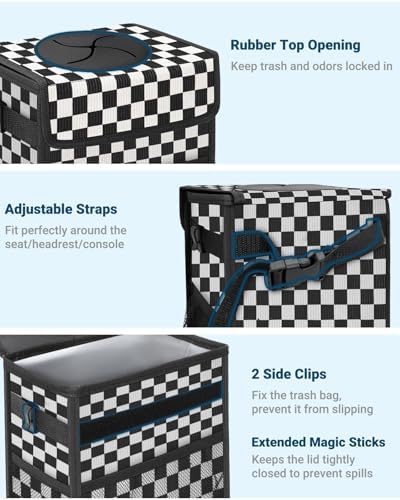 Capolo Car Trash Can with Lid, Leakproof Car Garbage Can Car Trash Bag - Image 3