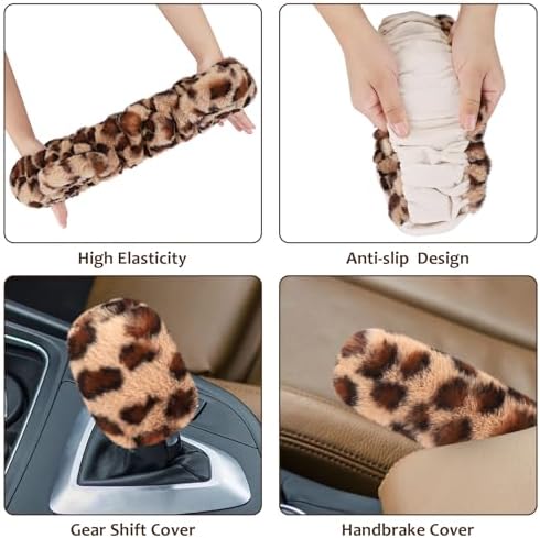 Accmor Fluffy Car Steering Wheel Cover, Leopard Fuzzy Vehicle Wheel Cover - Image 5