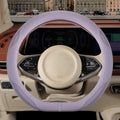Nappa Leather Purple D Shaped Steering Wheel Cover 15 inch by Binsheo